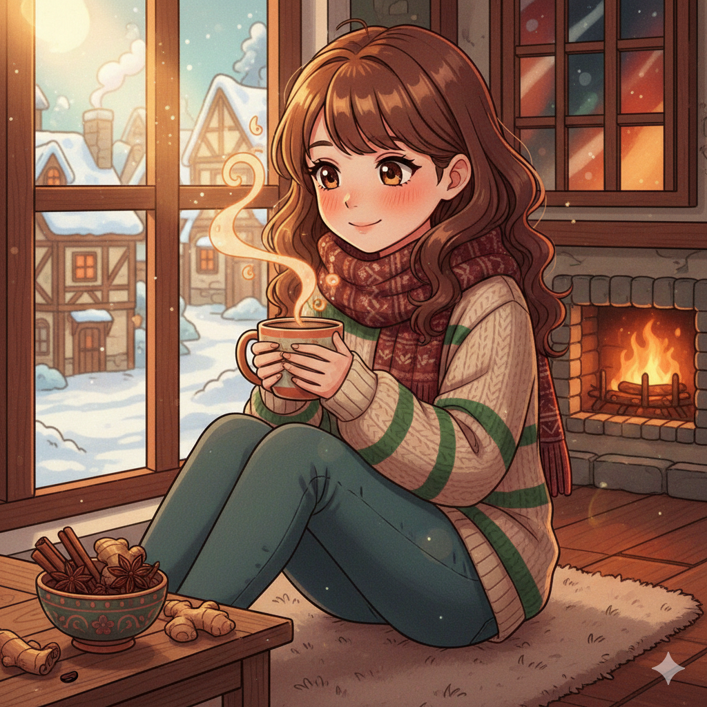 暖かいコーヒーを飲む様子