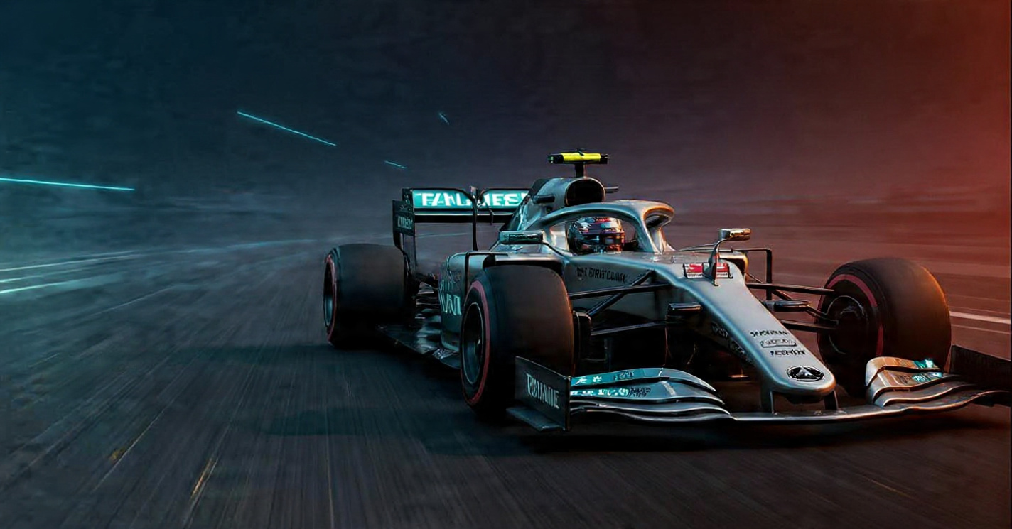 2026年に向けてサーキットを疾走するメルセデスF1マシンのアイキャッチ画像。「Meta AIが語るメルセデスの“哲学”」のタイトル入り。