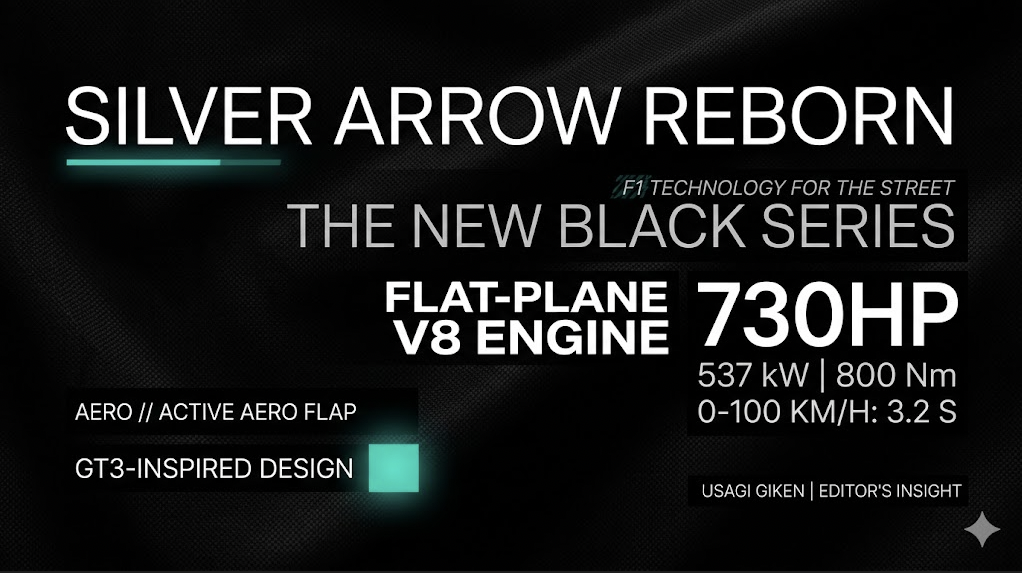 新型メルセデスAMG GT Black Series 2026の技術諸元と730馬力を象徴するタイポグラフィ・デザイン