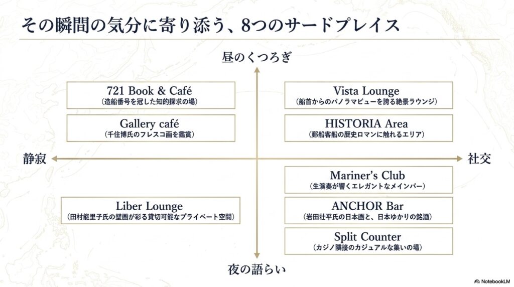 飛鳥Ⅲ 船内アート・ブック＆カフェ・ビスタラウンジ