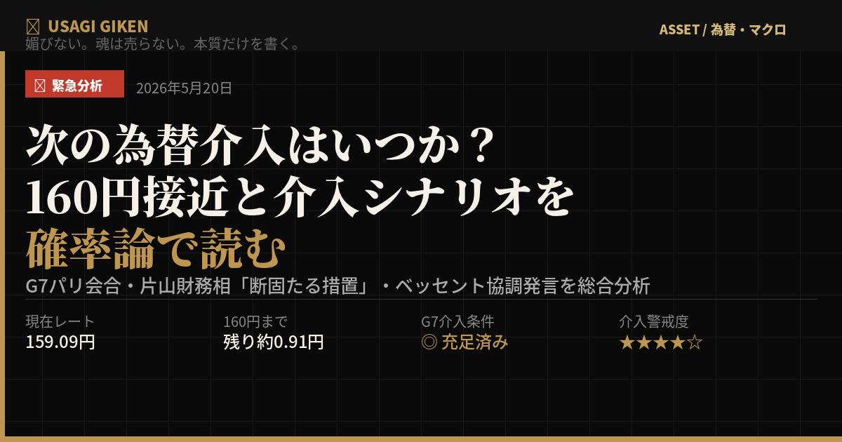 次の為替介入はいつか？160円接近・G7パリ会合分析｜USAGI GIKEN