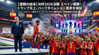 【激闘の結末】W杯2026決勝 スペイン優勝!トランプ炎上、ヤマル握手拒否、ハーフタイムショー品格論争の全貌