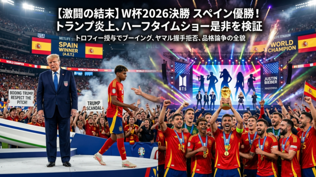 【激闘の結末】W杯2026決勝 スペイン優勝！トランプ炎上、ヤマル握手拒否、ハーフタイムショー品格論争の全貌