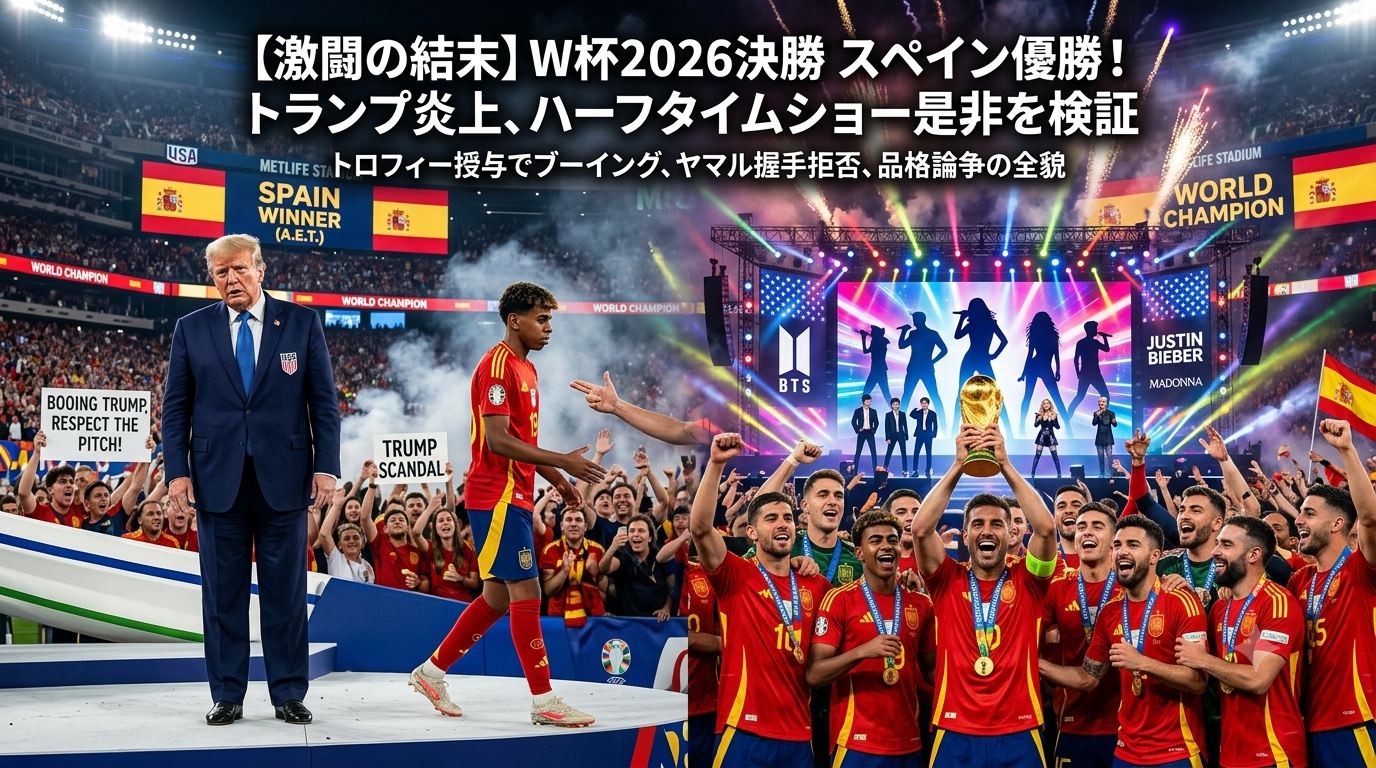 【激闘の結末】W杯2026決勝 スペイン優勝！トランプ炎上、ヤマル握手拒否、ハーフタイムショー品格論争の全貌