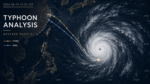 2026年台風7号(熱帯低気圧a)の進路予想を分析するアイキャッチ画像。ディープネイビーとサンドベージュを基調とした、米軍JTWCと気象庁の予測データをイメージしたスタイリッシュなグラフィック。