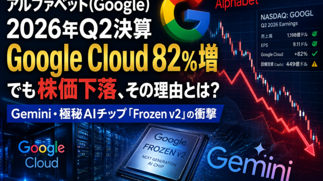 アルファベット（Google）2026年Q2決算｜Google Cloud82％増でも株価下落した理由