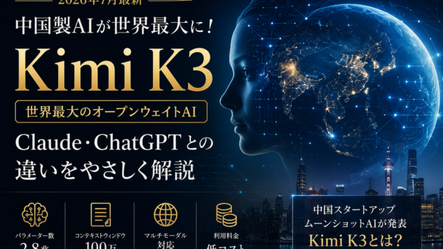中国製AI「Kimi K3」とChatGPT・Claudeの違いを解説｜2026年7月最新