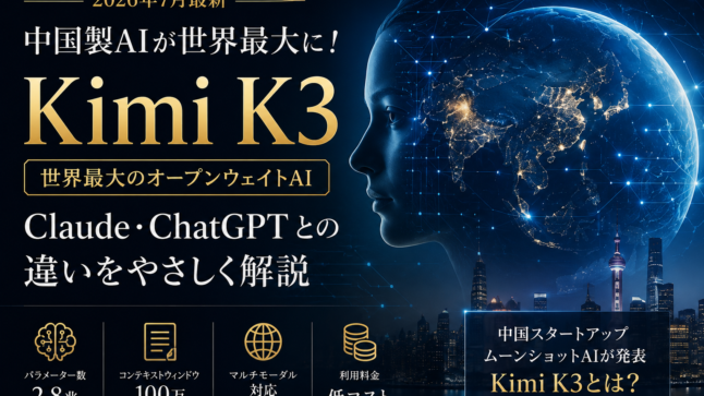 中国製AI「Kimi K3」とChatGPT・Claudeの違いを解説｜2026年7月最新