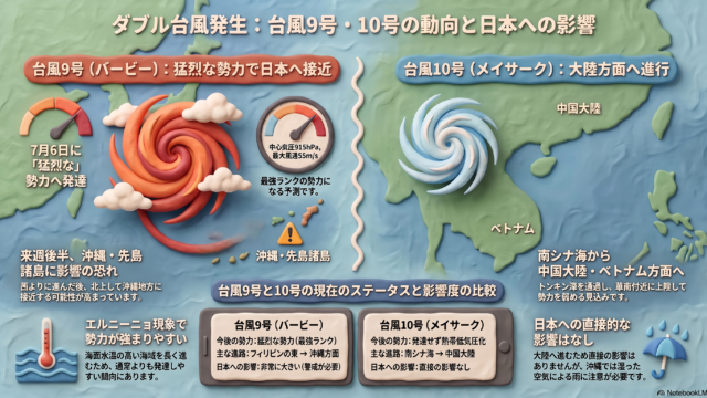 2026年 台風9号（バービー）・10号（メイサーク）最新進路予想図