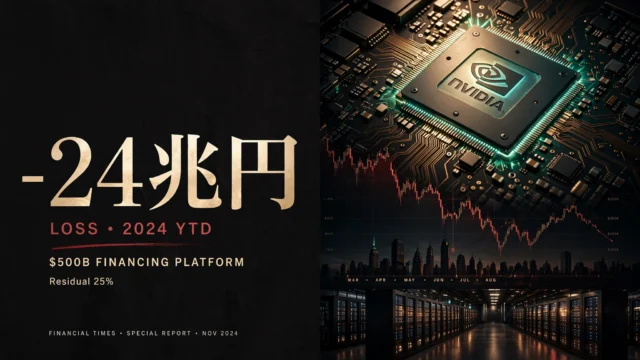 エヌビディア 5000億ドル融資構想で時価総額24兆円消失 – 残価保証25%のリスクとは