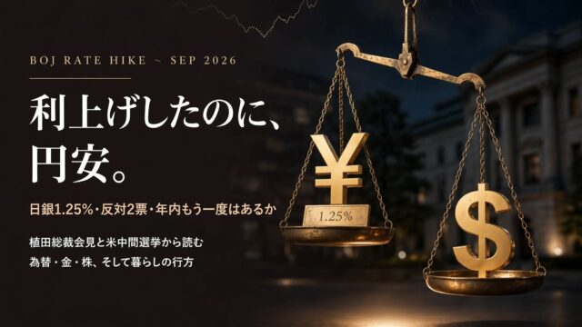 日銀1.25%利上げ、それでも円安（2026年9月）