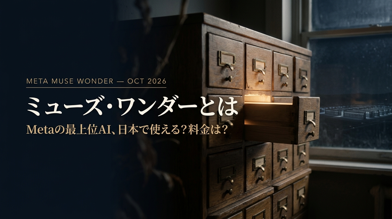 Meta「Muse Wonder（ミューズ・ワンダー）」とは？ 会話をまたいで記憶するAIを、1つだけ光る図書カード目録の引き出しで表現したアイキャッチ