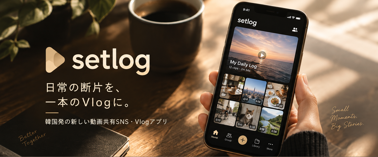 setlogの日常動画共有アプリを表示したスマートフォン